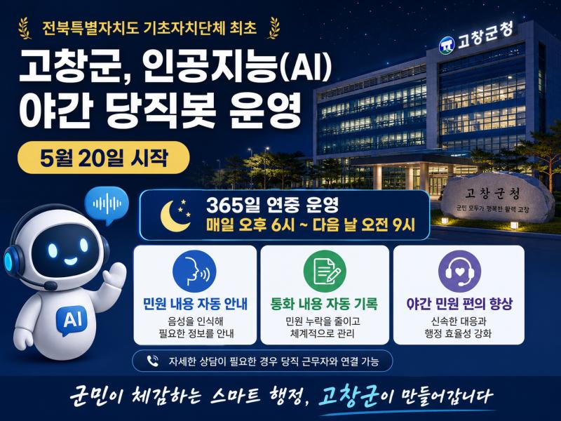 고창군, AI활용 야간 당직봇 운영